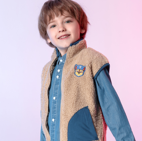 59元包邮！汪汪队 儿童羊卷绒秋冬保暖马甲外套