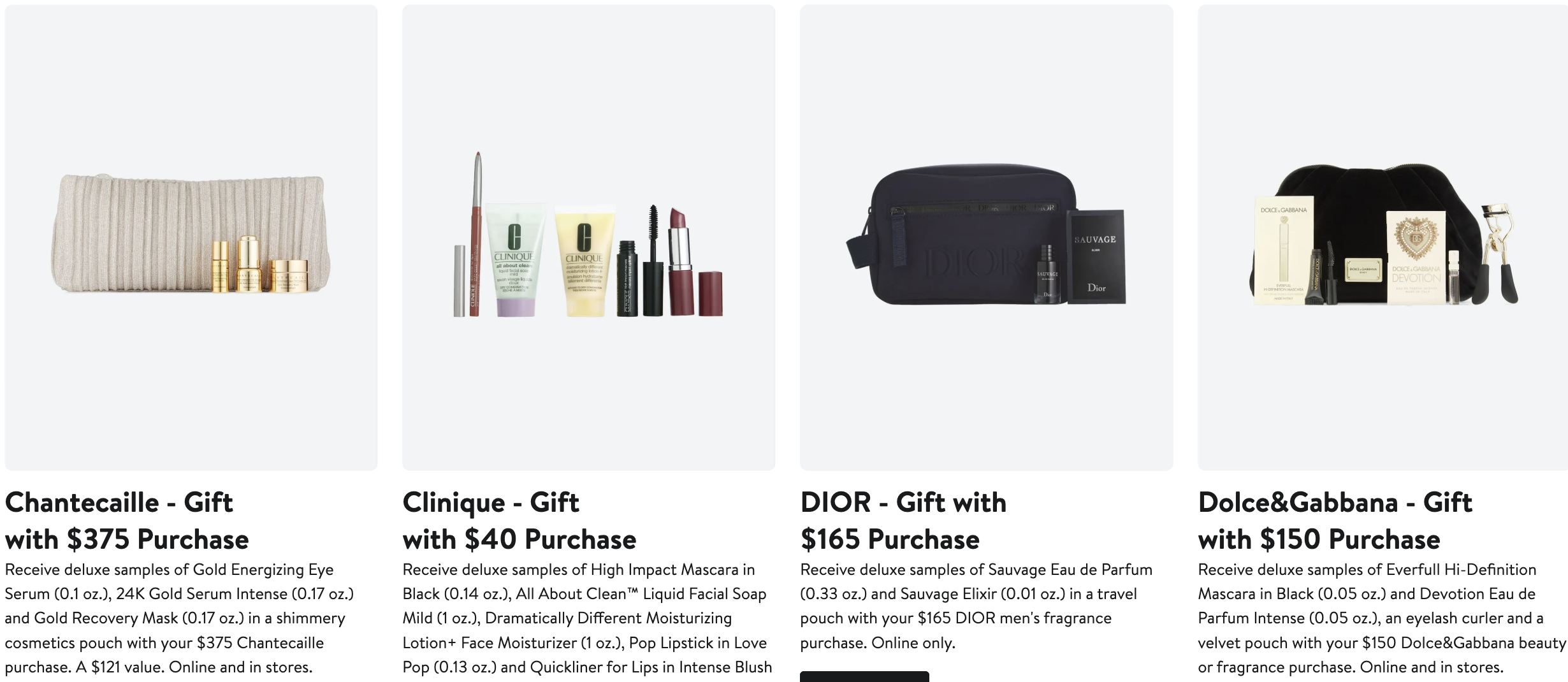 Close up of Nordstrom beauty samples included in the gift