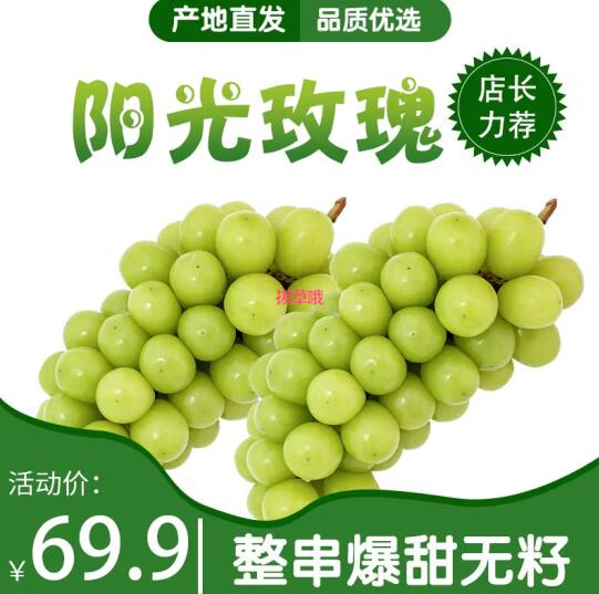 34.9元包邮！阳光玫瑰葡萄提子3斤大果