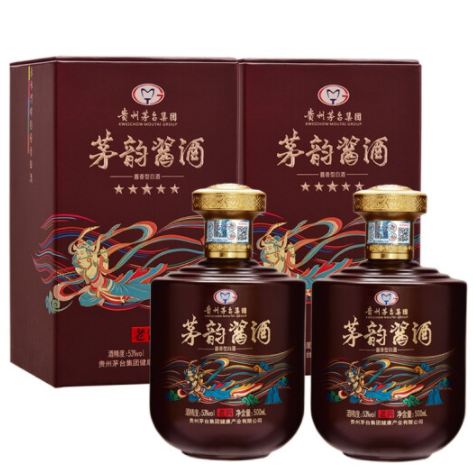 179元包邮！贵州茅台 茅韵酱酒 53度酱香型白酒500mL*2瓶 送礼袋