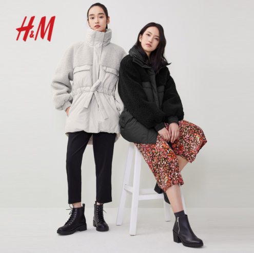 190元包邮hm女装羽绒棉服保暖外套