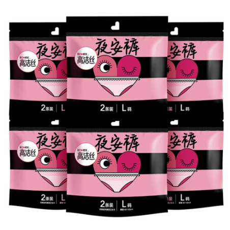 29.9元包邮！高洁丝 蜜桃小姐夜安裤L号 6包*2条