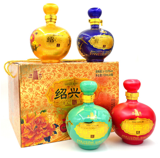 319.6元包邮！塔牌 梅兰竹菊花雕 半甜型12度绍兴黄酒728ml*4坛*2件