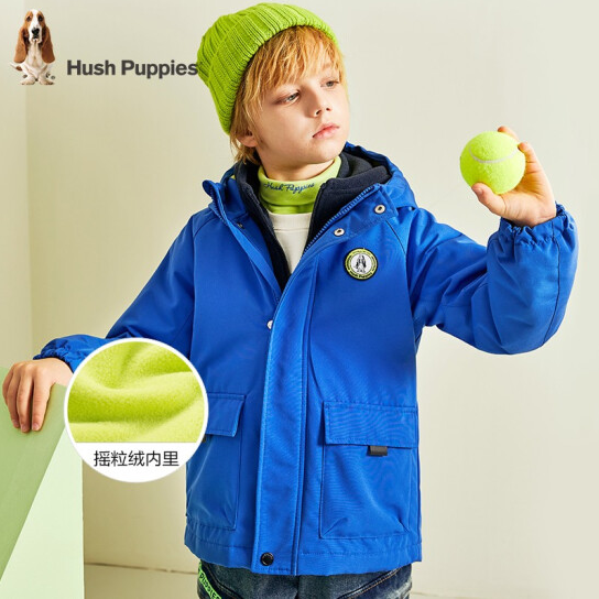 169元包邮！Hush Puppies 暇步士 儿童加绒连帽冲锋衣外套