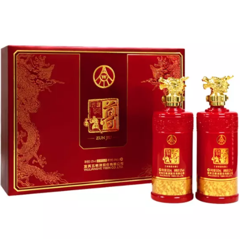 244元包邮！五粮液 尊酒 浓香型白酒52度500ml*2瓶礼盒装