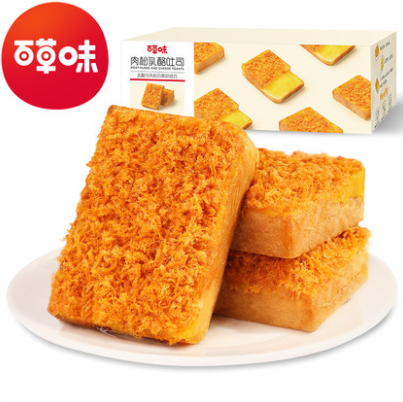 【10点限量】预计9.45元！百草味 肉松乳酪吐司520g