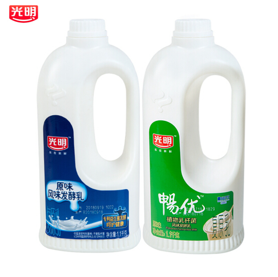 30.84元包邮！光明 畅优大桶酸奶1.1kg*1桶+原味大桶酸奶1.1kg*1桶