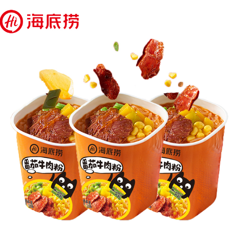 29.9元包邮！海底捞 番茄牛肉粉冲泡粉丝 119*3盒 赠3盒