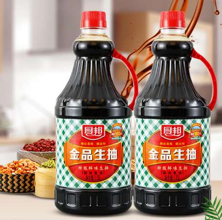 【新低】24.9元包邮！厨邦 金品生抽酱油 1.25L*2瓶