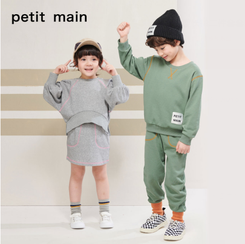 129元包邮！petitmain 2021春季新品男女童长袖二件套