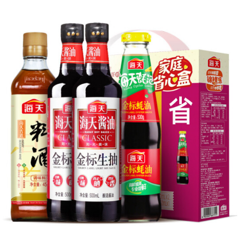 47.2元！海天 酱油蚝油料酒 礼盒 （500ml*2+530g+450ml）*3套
