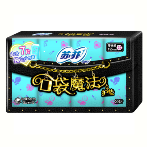 3.8元！苏菲Sofy 护垫卫生巾155mm 28片*2件