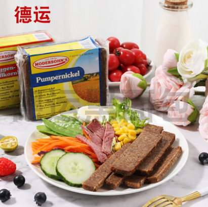 【临期特价】14.9元包邮！德运 低脂全麦黑麦面包500g*2件