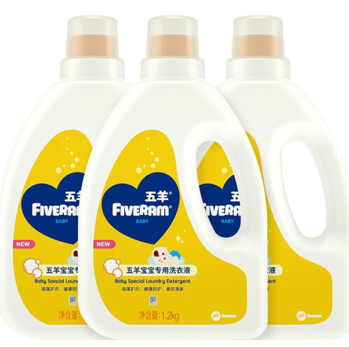 60.55元！五羊 宝宝专用洗衣液7.2斤*4件+洗手液250ml
