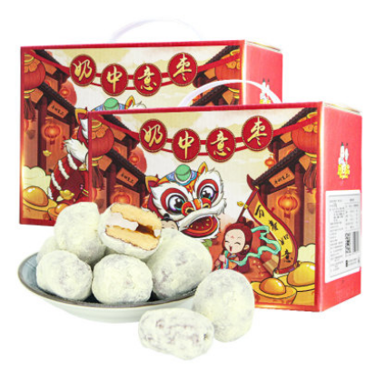 35.8元包邮！唐妖 网红奶枣国潮礼盒 500g+乳酪吐司 300g*2件