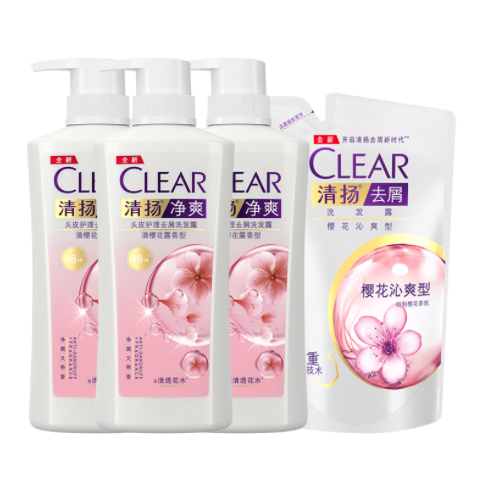 89.9元包邮！清扬 净屑去油洗发水 含赠品共2200g