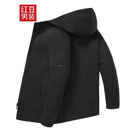 128元包邮！红豆 中长款连帽风衣+休闲长裤