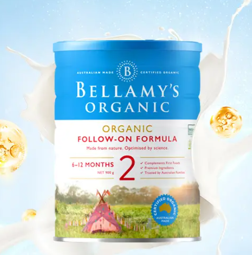 158元包邮包税！ 贝拉米 有机 婴儿配方奶粉 2段 900g/罐