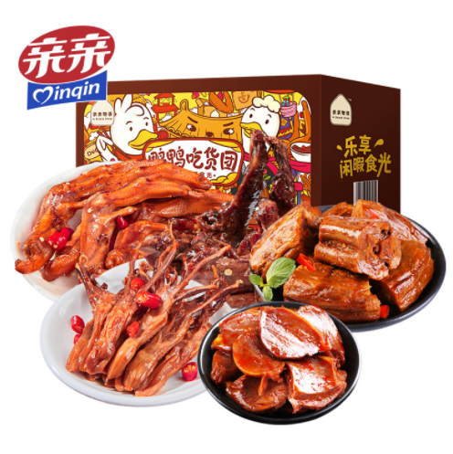 29.9元包邮！亲亲鸭肉零食大礼盒 500g