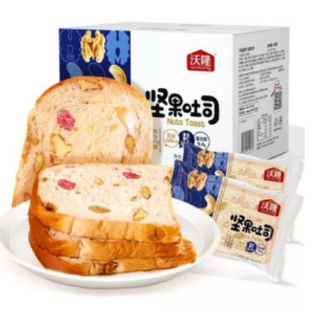 19.9元包邮！沃隆无糖坚果吐司面包640g