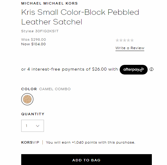 Michael Kors Kris 小号奶茶拼色手提包，35折$104