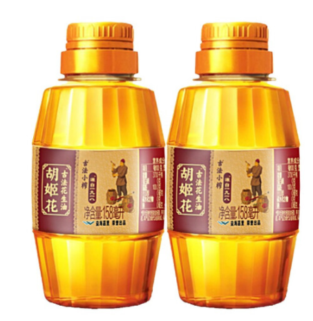 9.9元包邮！胡姬花 古法小榨花生油 158mlx2瓶