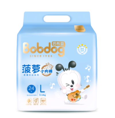 52元！巴布豆 柔薄乐动系列 菠萝拉拉裤 L24片*3件