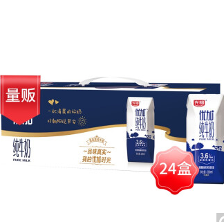 【16点】29.9元！光明 优+纯牛奶200ml*24盒 钻石装