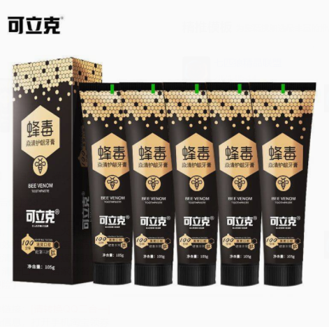 39.9元包邮！可立克 蜂毒炎清护龈牙膏 105g*5支