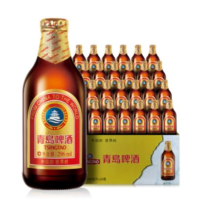 109元包邮！青岛啤酒 小金瓶 296ml*24瓶+赠青岛10度500ml*6罐