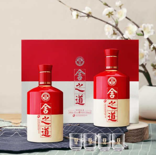 656元包邮！沱牌舍得 舍之道 50度 500mL*2瓶 酒杯4只礼盒装*2件