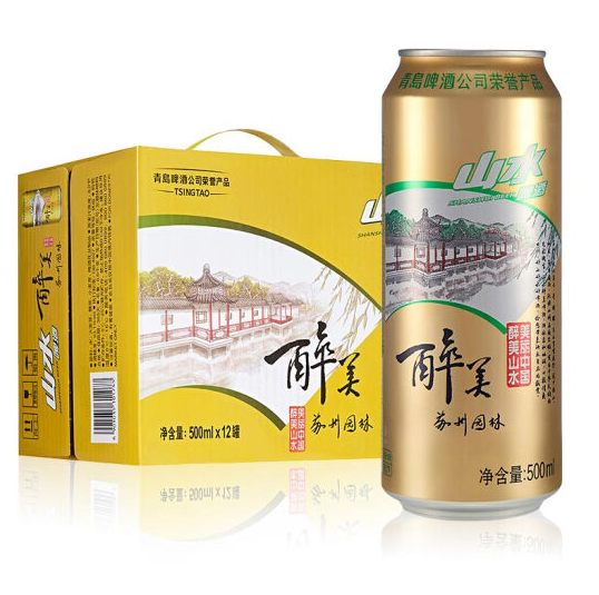 86.9元包邮!青岛啤酒 醉美山水苏州园林罐 500ml*36听