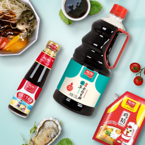 14.9元包邮！加加 组合装特级生抽1.25L+上等蚝油238g+鸡精100g