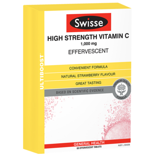 76.1元包邮！Swisse 高浓度维生素C泡腾片 60片