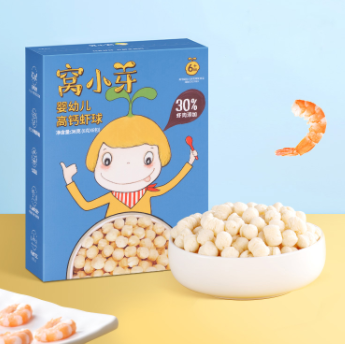 26.4元包邮！窝小芽 婴幼儿高钙虾球泡芙饼干36g*3盒