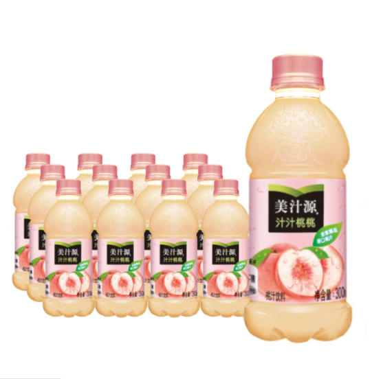 11.9元包邮！美汁源 汁汁桃桃 果汁300ml*6瓶