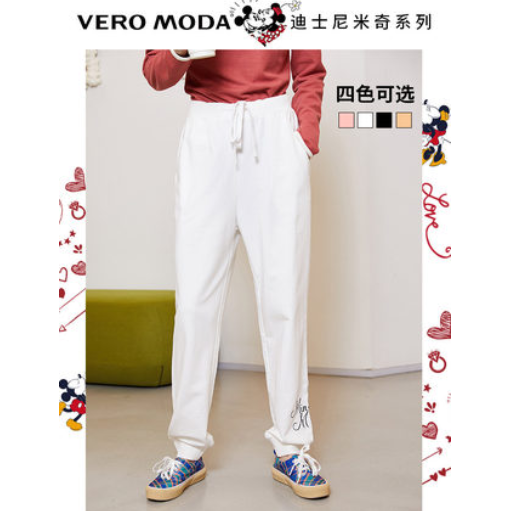99元包邮！Vero Moda 米奇联名款 纯棉刺绣休闲裤