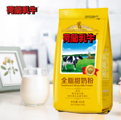 9.9元包邮！DutchCow 荷兰乳牛 全脂甜高钙奶粉 400g