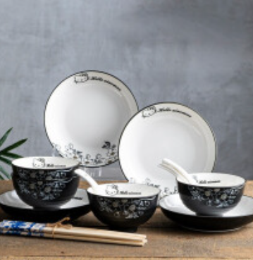 21.9元包邮！瓷源阁 雅风小猫 日式餐具 16套