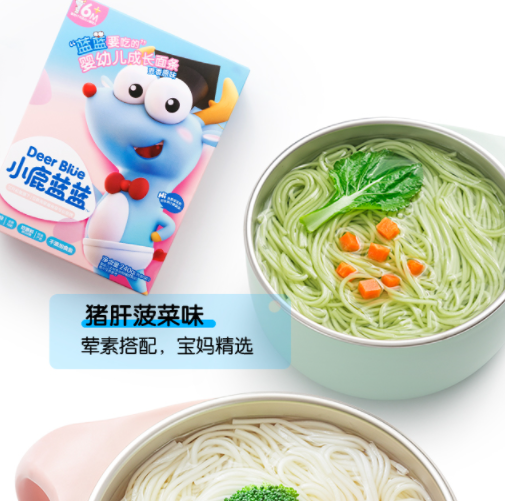 1元！小鹿蓝蓝 婴儿猪肝菠菜味面条 60g