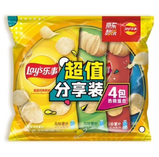 13.8元！乐事 分享装 原味+黄瓜味+烧烤味+红烩味 70克*4包