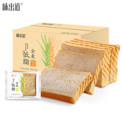 14.8元包邮！味出道 全麦无糖吐司面包1000g