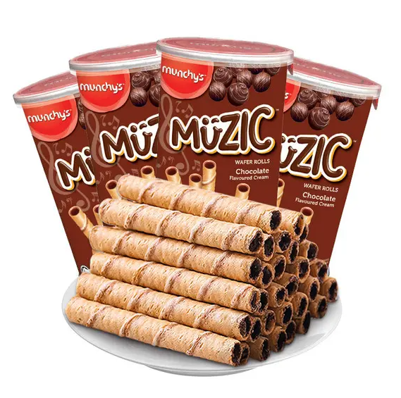 19.9元包邮！马奇新新 巧克力蛋卷 威化饼干85g*4盒