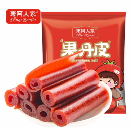 9.9元包邮！东阿人家 山楂卷果丹皮500g