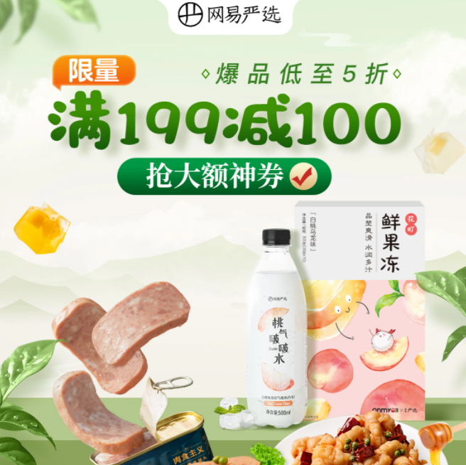 京东 网易严选专区 抢199-100/299-150神券