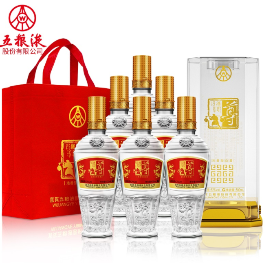284.05元包邮！五粮液 尊酒 52度纯粮浓香型白酒 500ml*6瓶