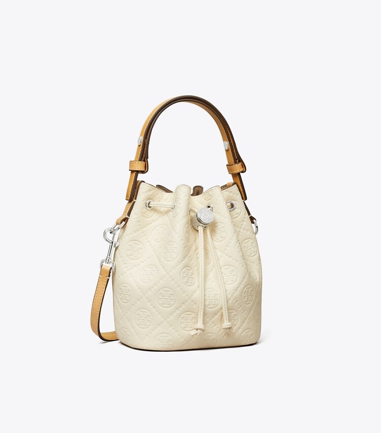 tory burch T Monogram Pebble Mini Bucket Bag