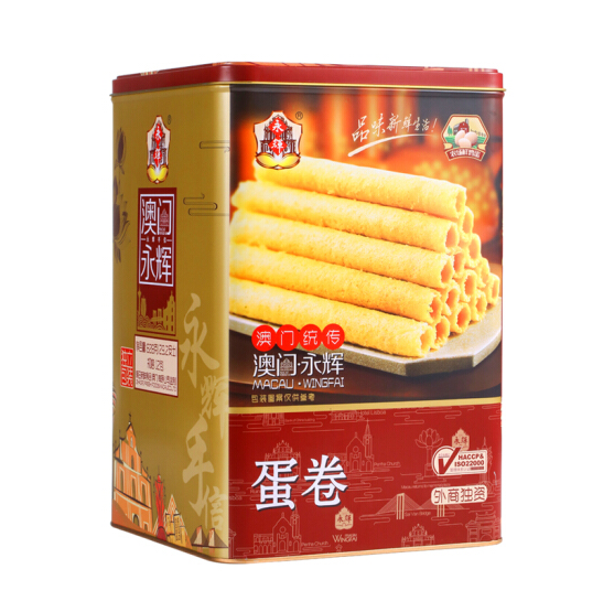 142元包邮！澳门永辉 土鸡蛋 传统手工蛋卷 经典铁盒828g*2件