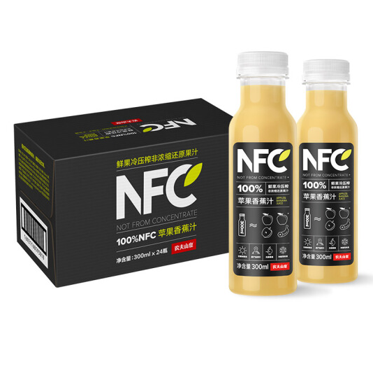 132元包邮！农夫山泉 NFC苹果香蕉汁 300ml*24瓶*2件