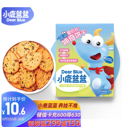 9.9元包邮！小鹿蓝蓝 神奇饼干 宝宝零食80g 